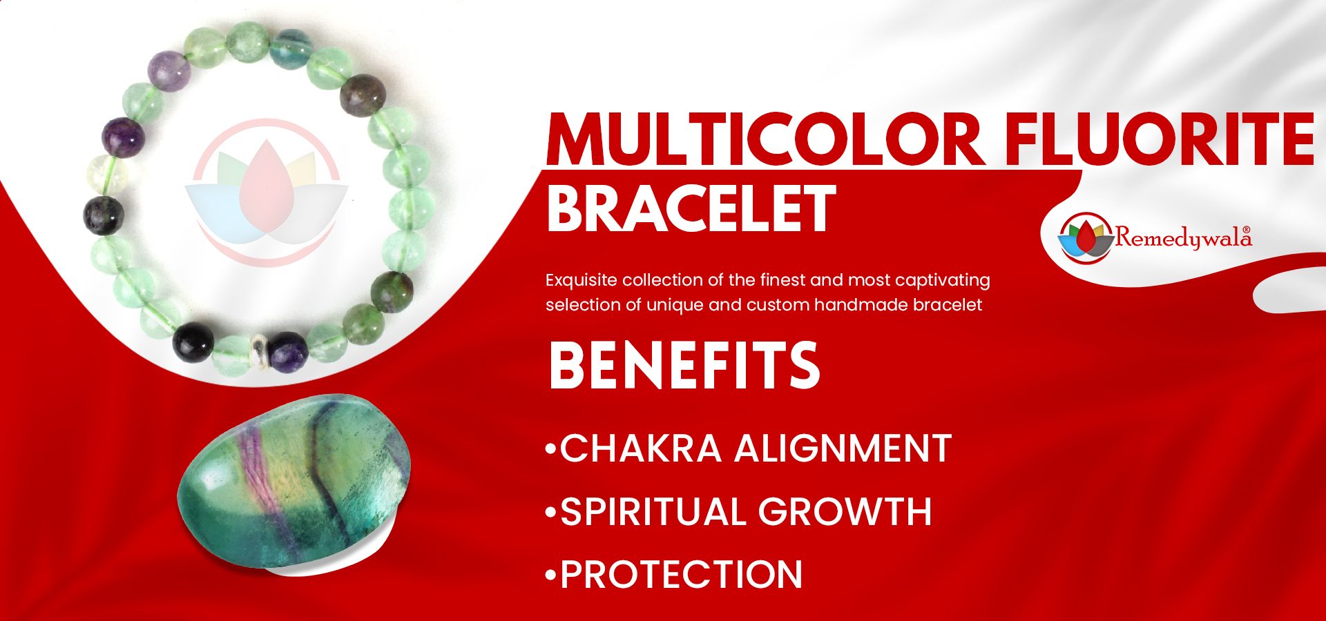 Multicolor Fluorite Natural Stone Single Bracelet with Ring Charm