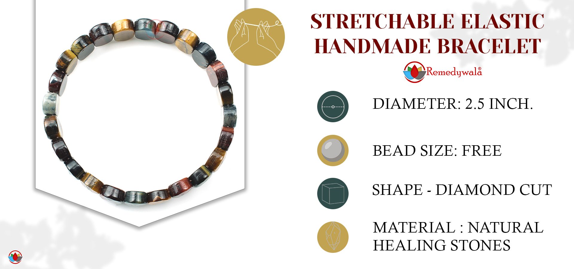 Multicolor Tiger Eye Bracelet (Diamond Cut Tumble)