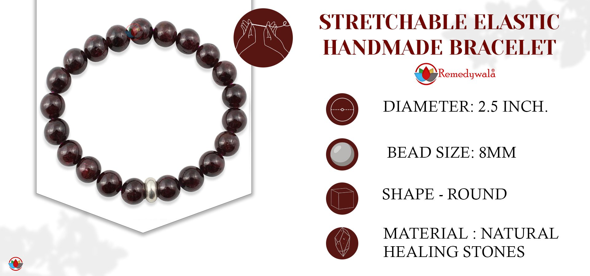 Natural Garnet Bracelet 8mm