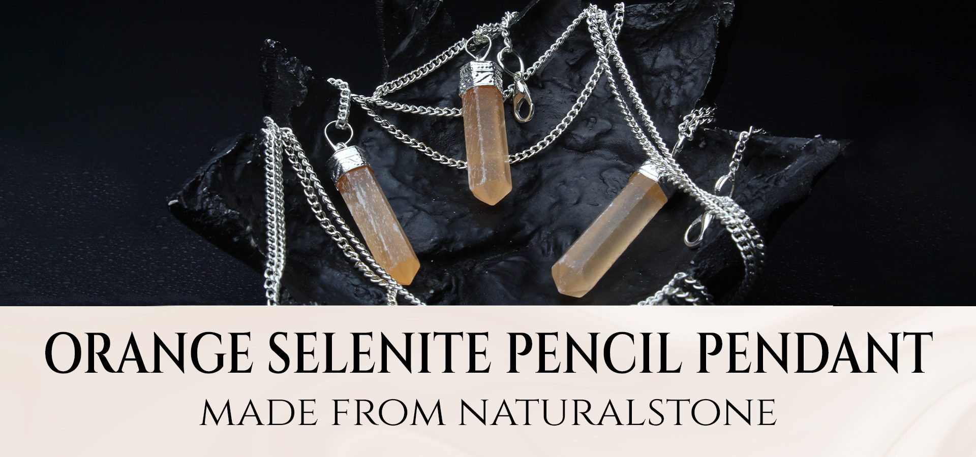 Orange Selenite Pencil Pendant