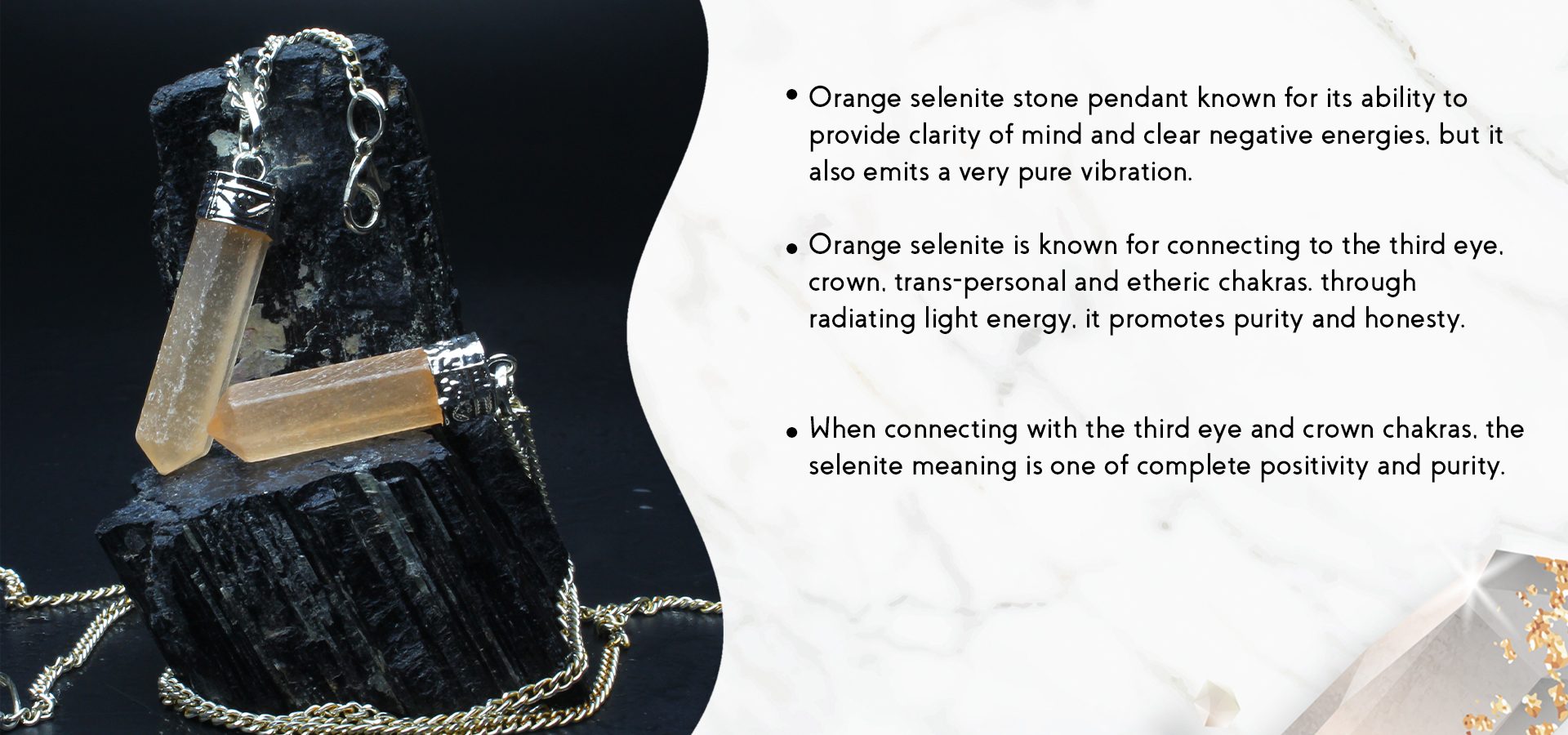 Orange Selenite Pencil Pendant