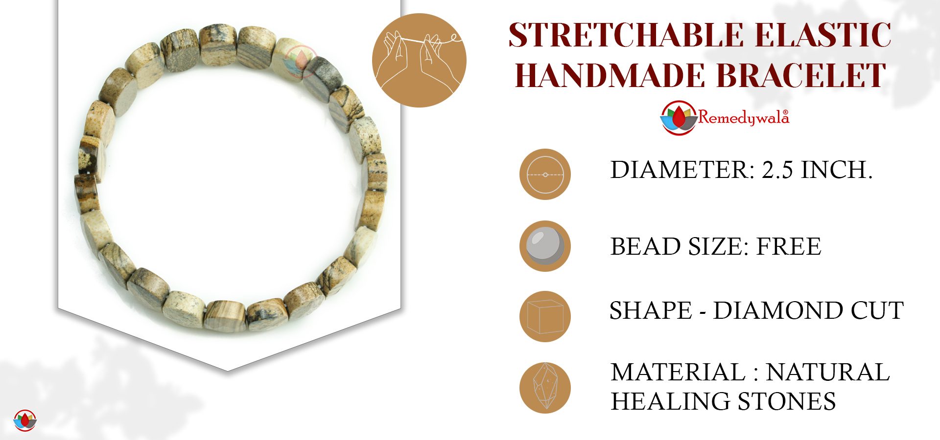 Picture Jasper Diamond Cut Bracelet