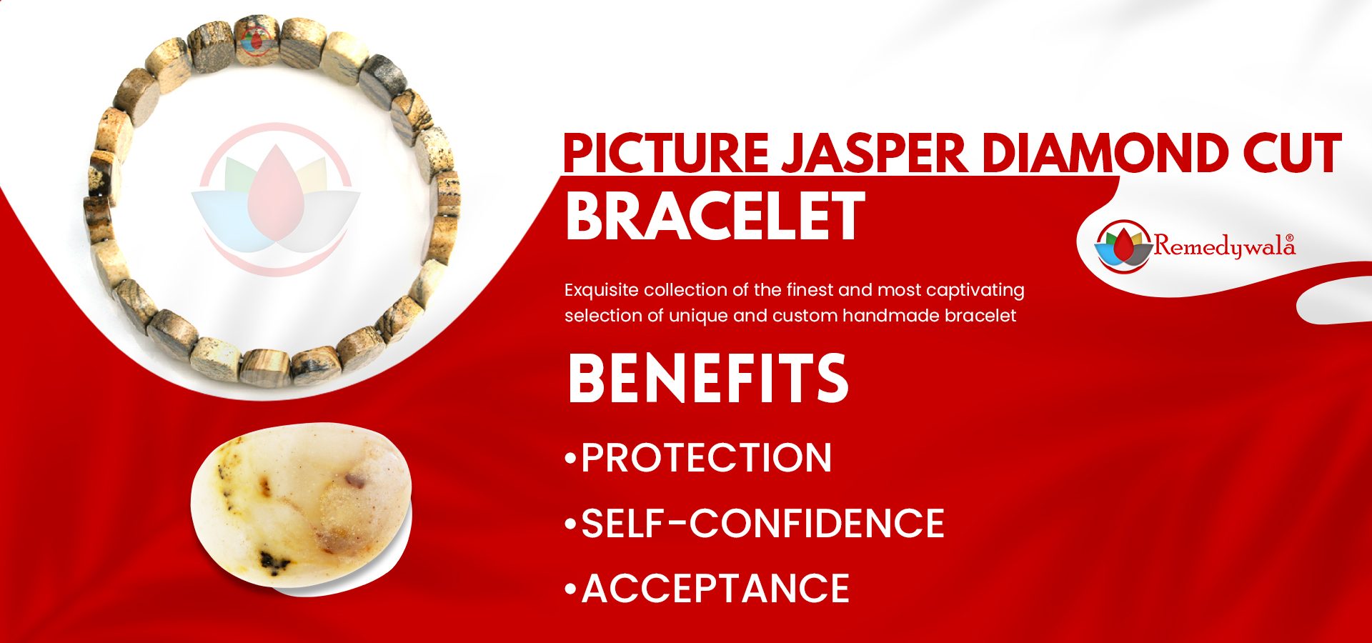 Picture Jasper Diamond Cut Bracelet