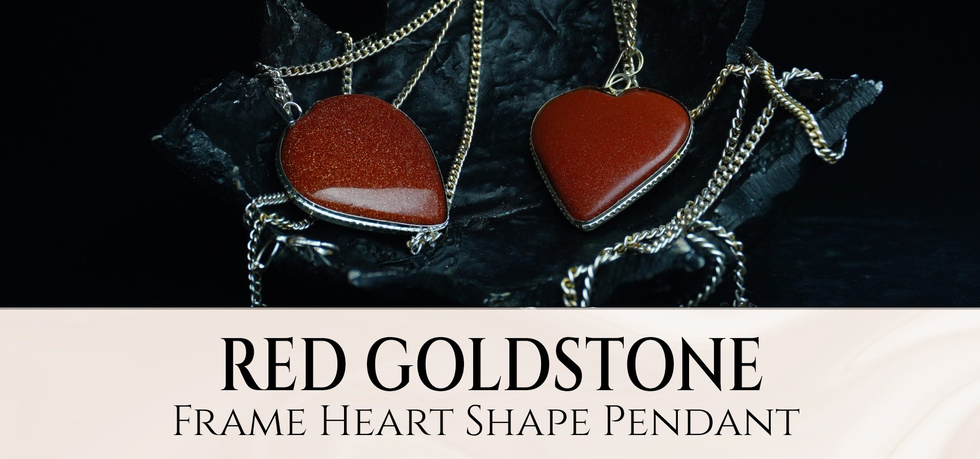 Red Goldstone Frame Heart Shape Pendant