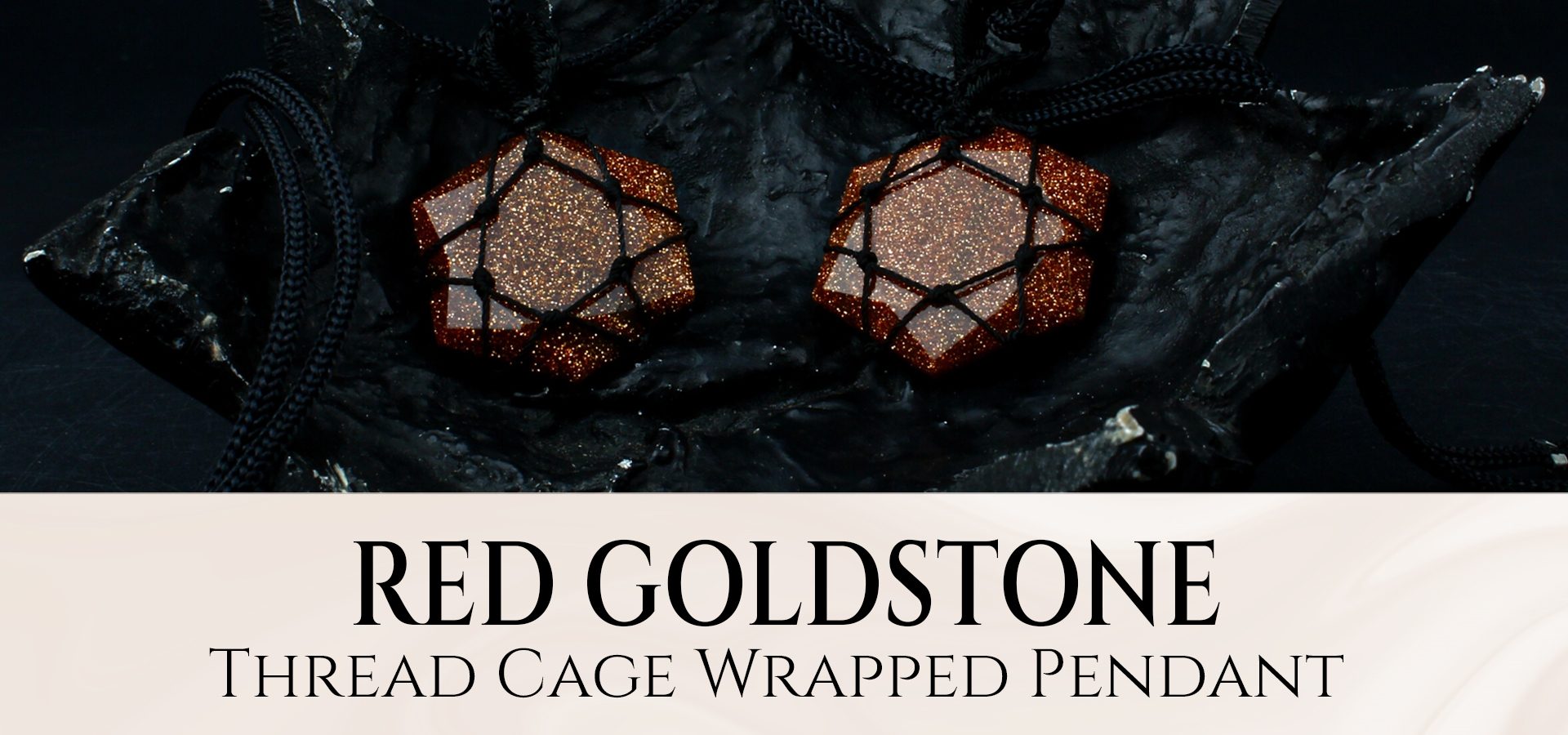 Red Goldstone Thread Cage Wrapped Pendant