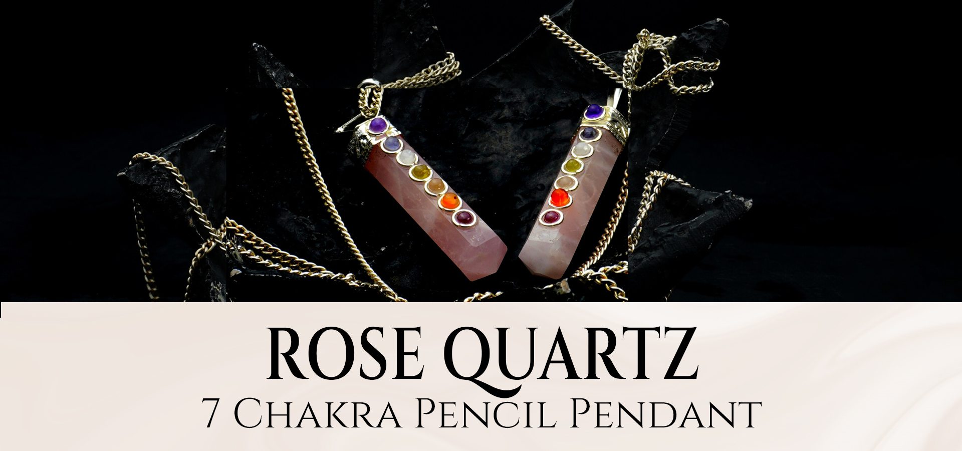 Rose Quartz 7 Chakra Pencil Pendant