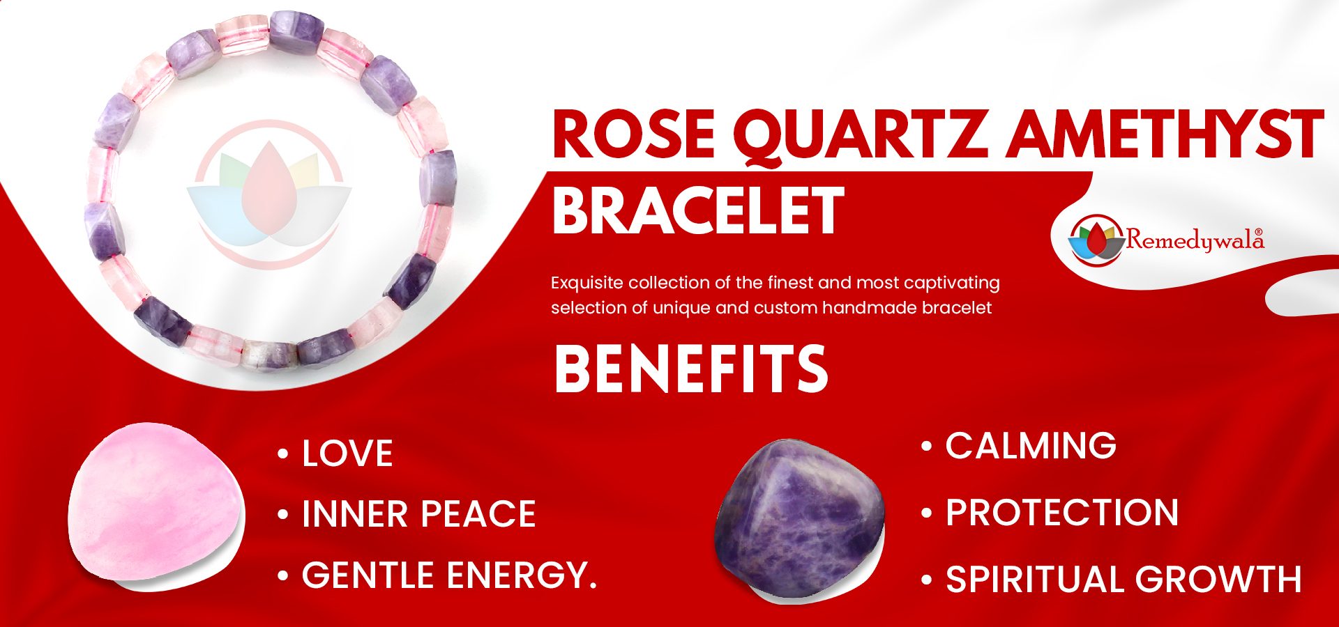 Rose Quartz Amethyst Bracelet (Diamond Cut Tumble