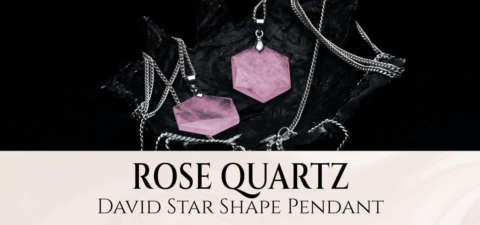 Rose Quartz David Star Shape Pendant