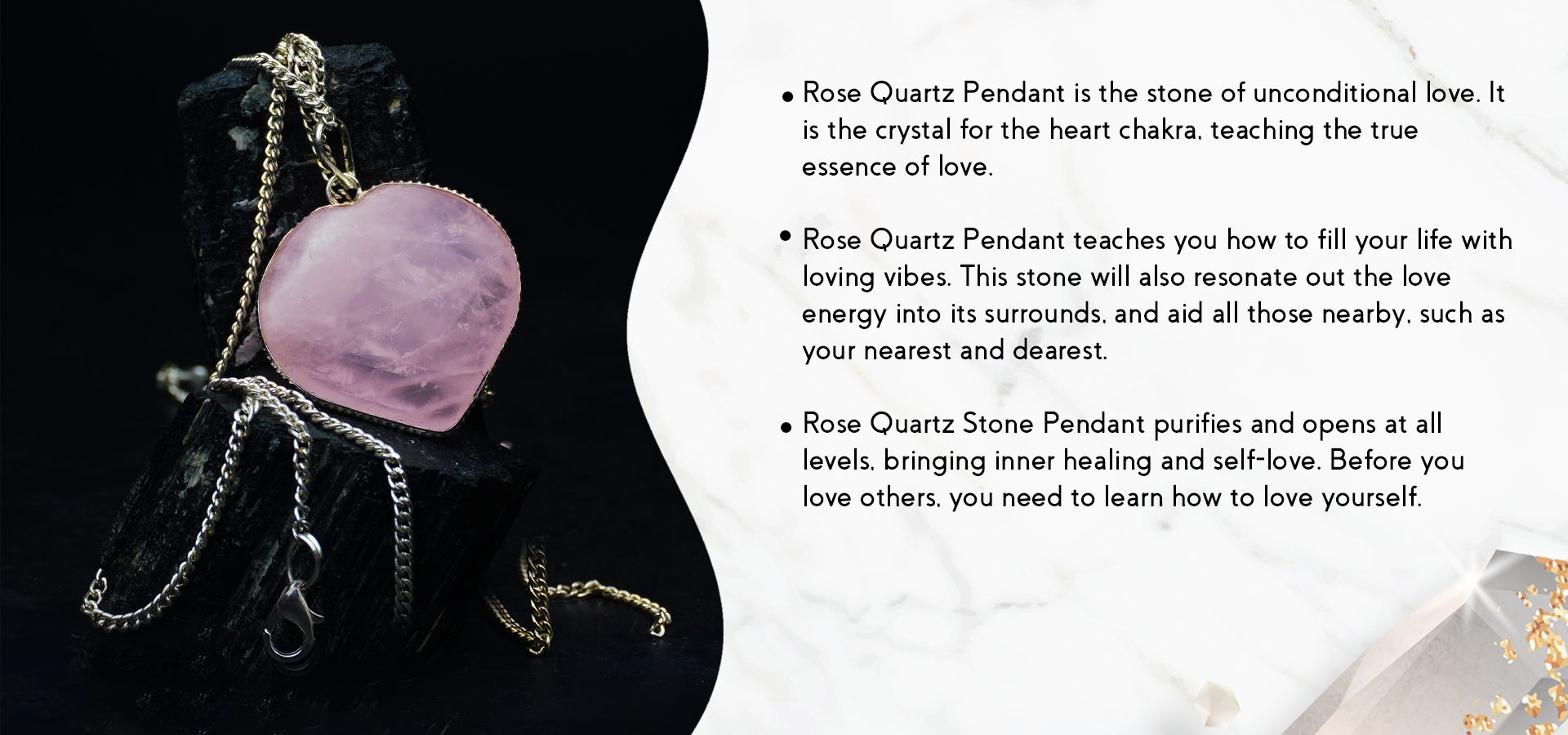 Rose Quartz Crystal Necklace Healing Crystals heart shaped chakra
