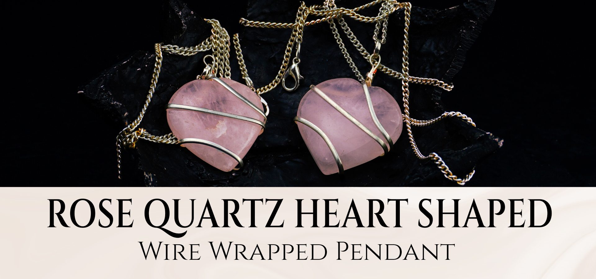 Rose Quartz Heart Shaped Wire Wrapped Pendant