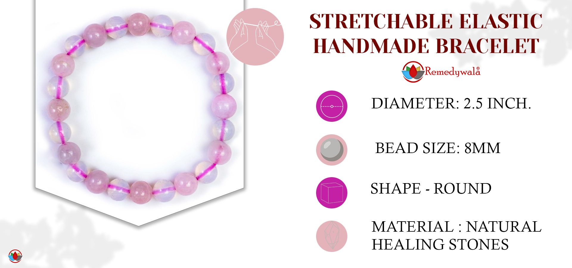 Rose Quartz Opalite Combination Bracelet 8mm