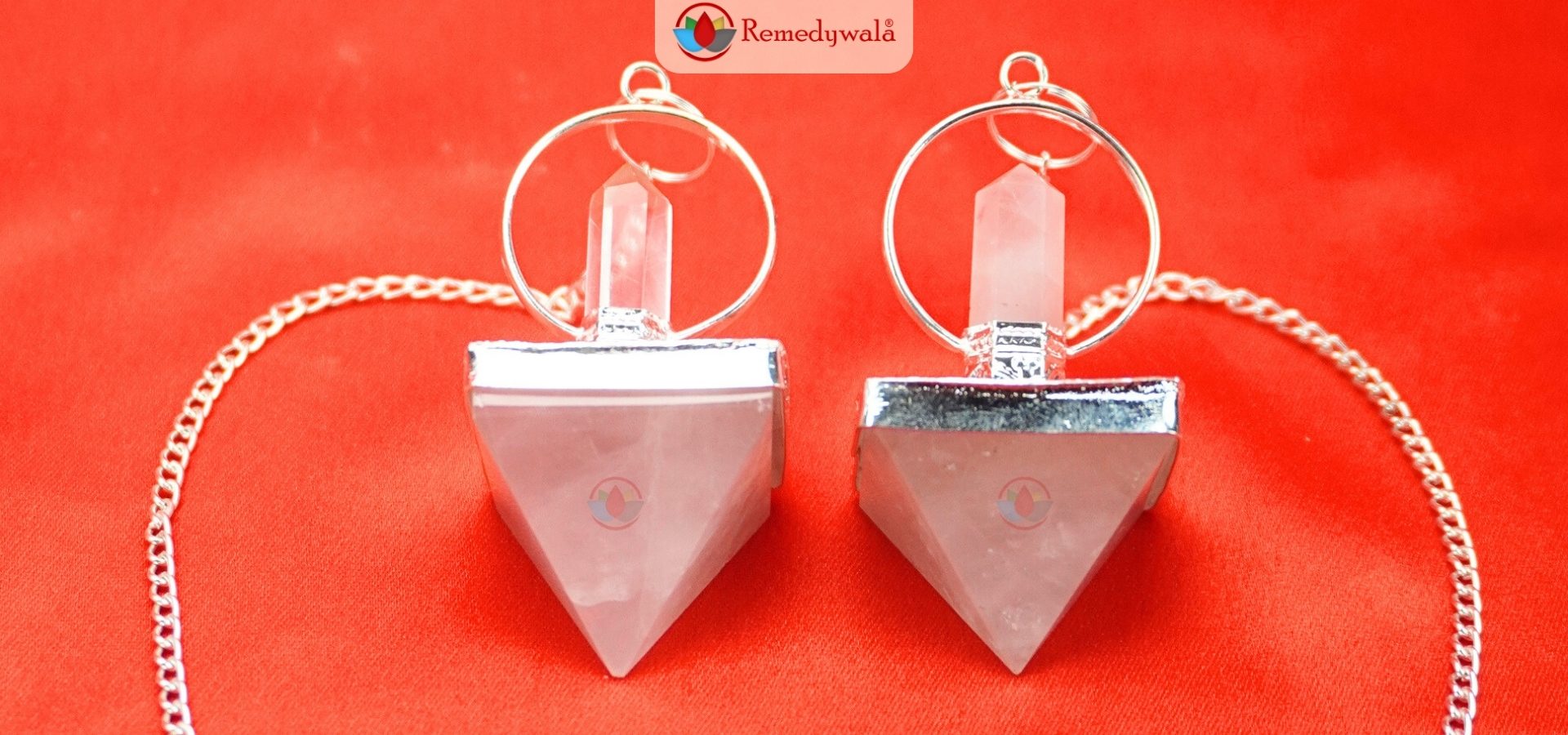 Rose Quartz Pyramid Dowsing Pendulum With Pencil Wand (2)