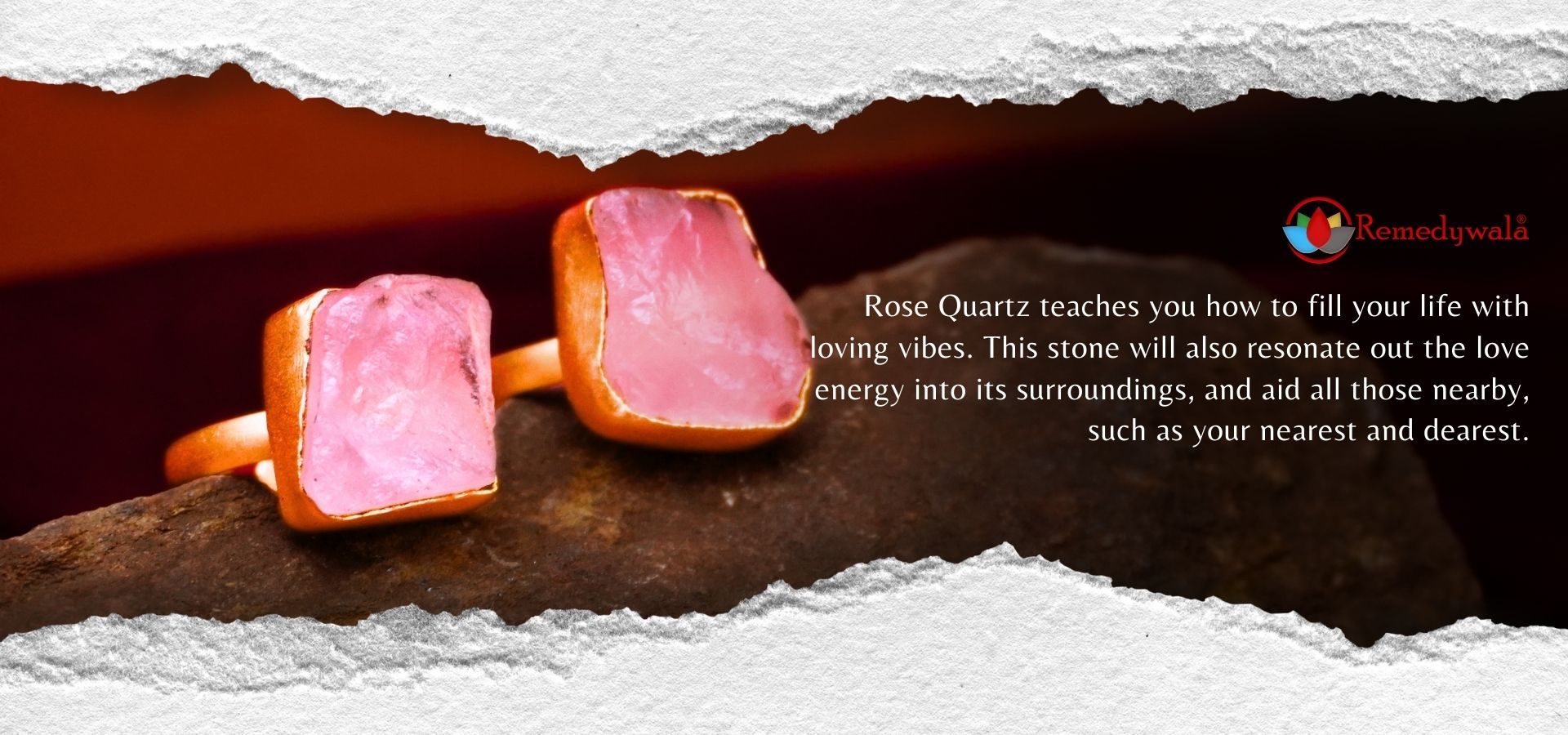 Rose Quartz Rough Stone Ring