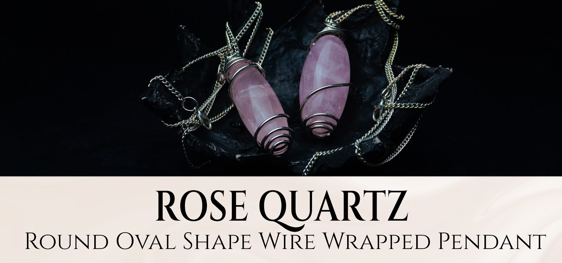 Rose Quartz Round Oval Shape Wire Wrapped Pendant