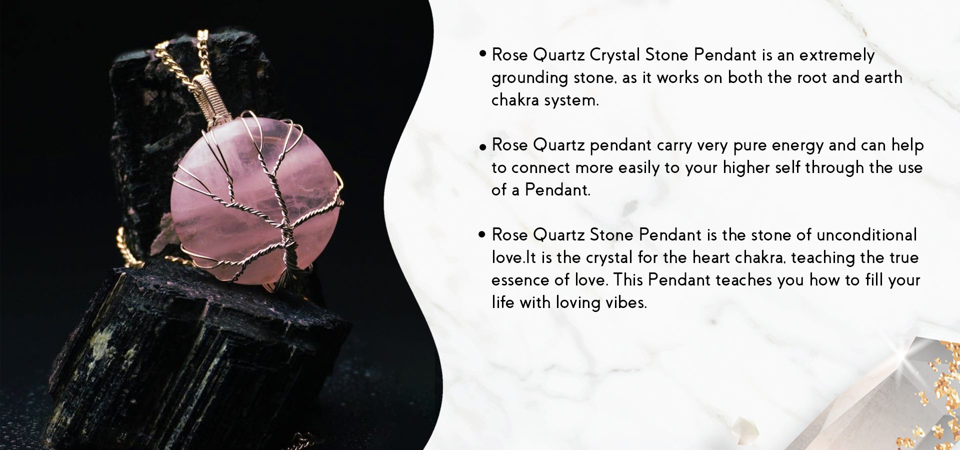 Rose Quartz Round Shaped Tree Wrapped Pendant