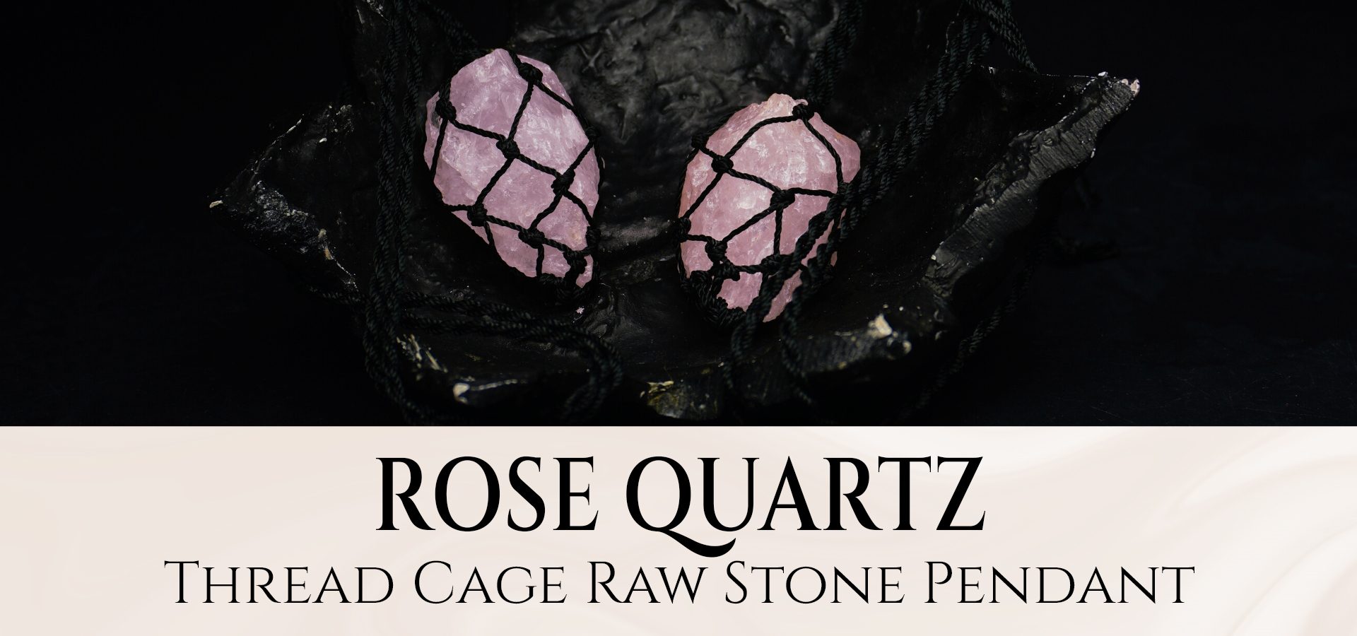 Rose Quartz Thread Cage Raw Stone Pendant