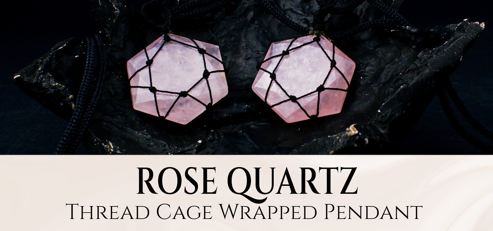 Rose Quartz Thread Cage Wrapped Pendant