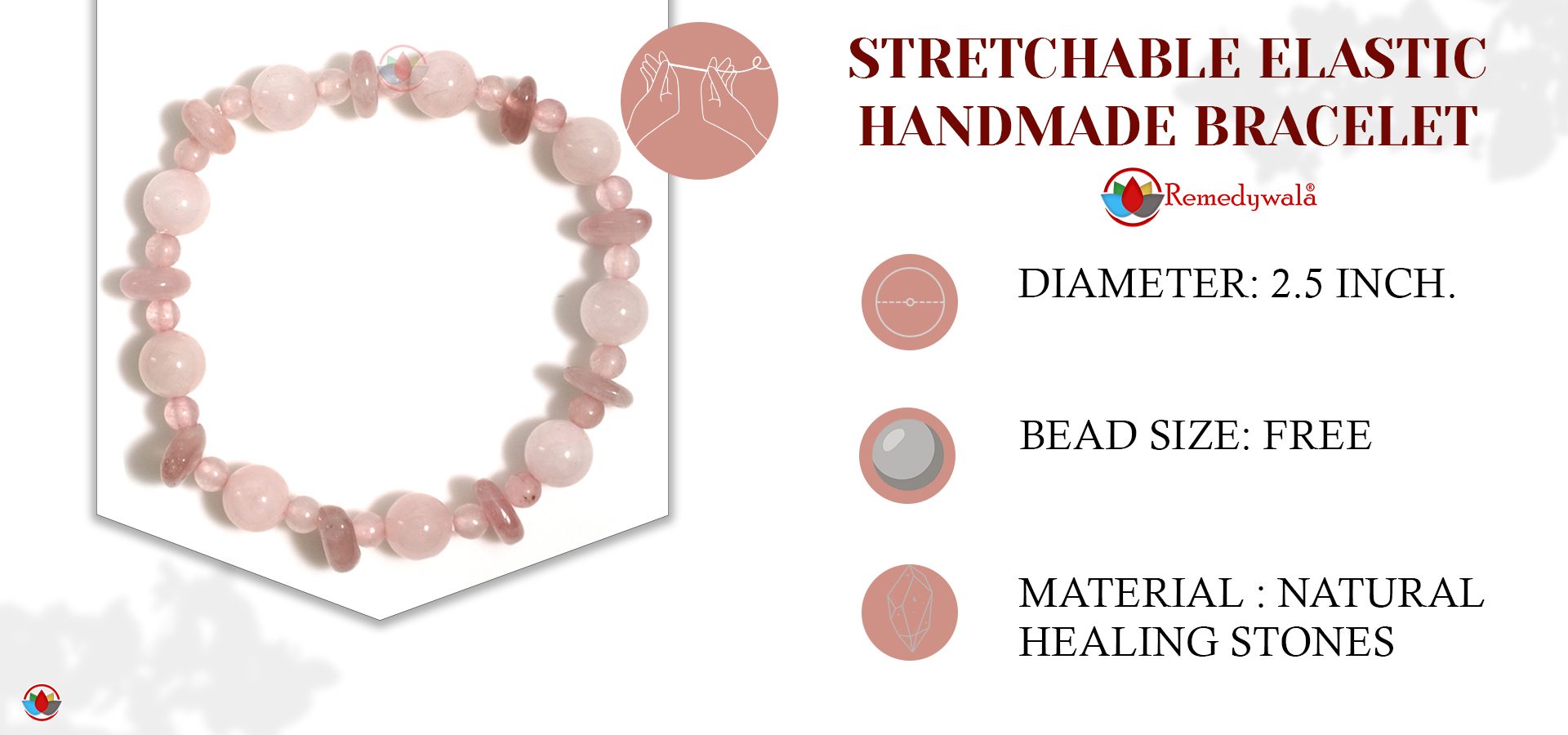 Rose Quartz Wati Bracelet 4 mm 8 mm