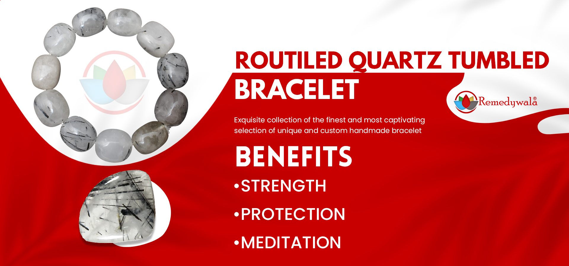 Routiled Quartz Bracelet (Tumbled)