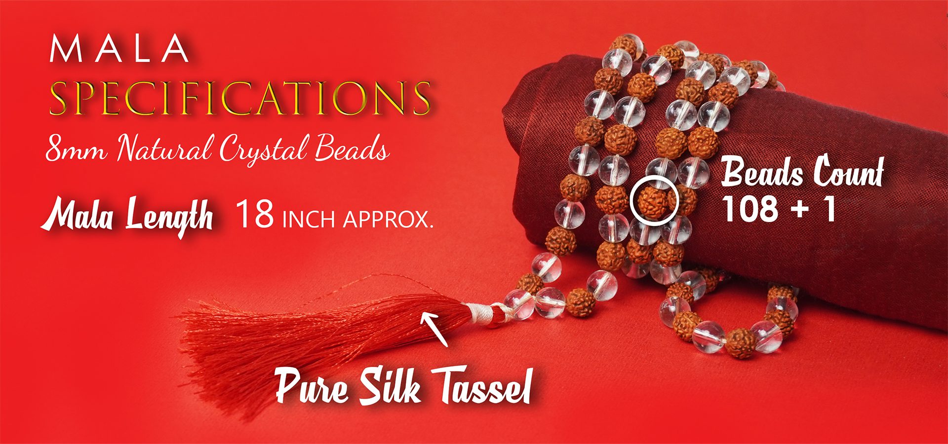 Rudraksha Crystal 8mm Mala