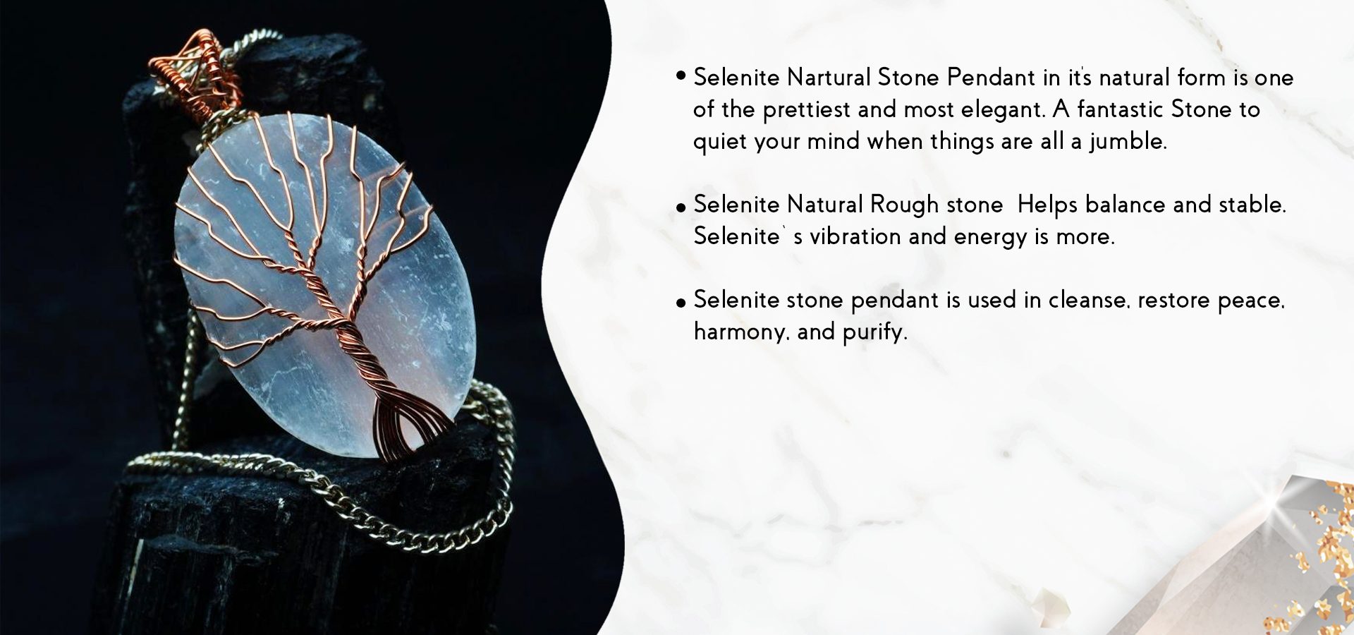 Selenite Oval Shape Tree of Life