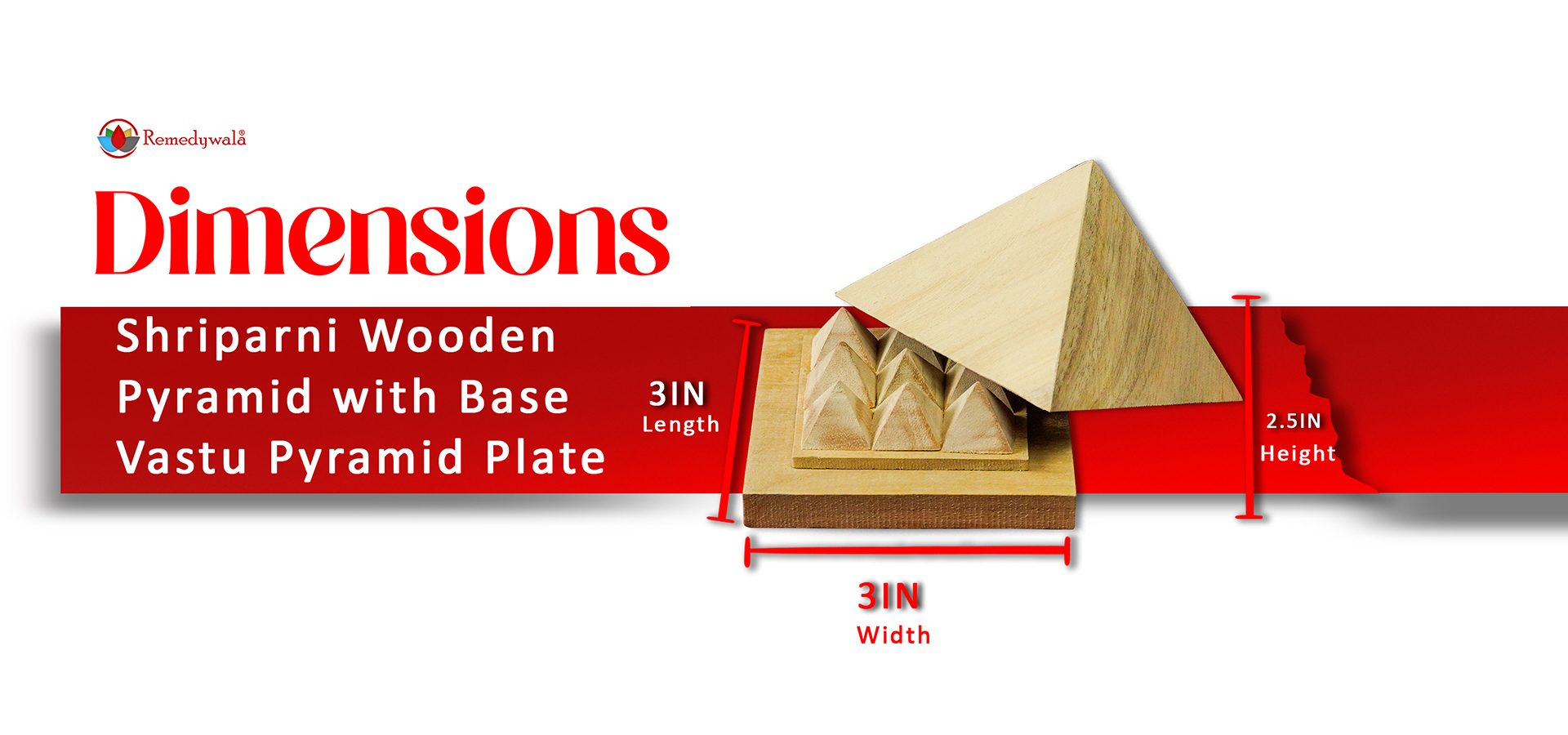 Shriparni Wooden Pyramid with Base Vastu Pyramid Plate