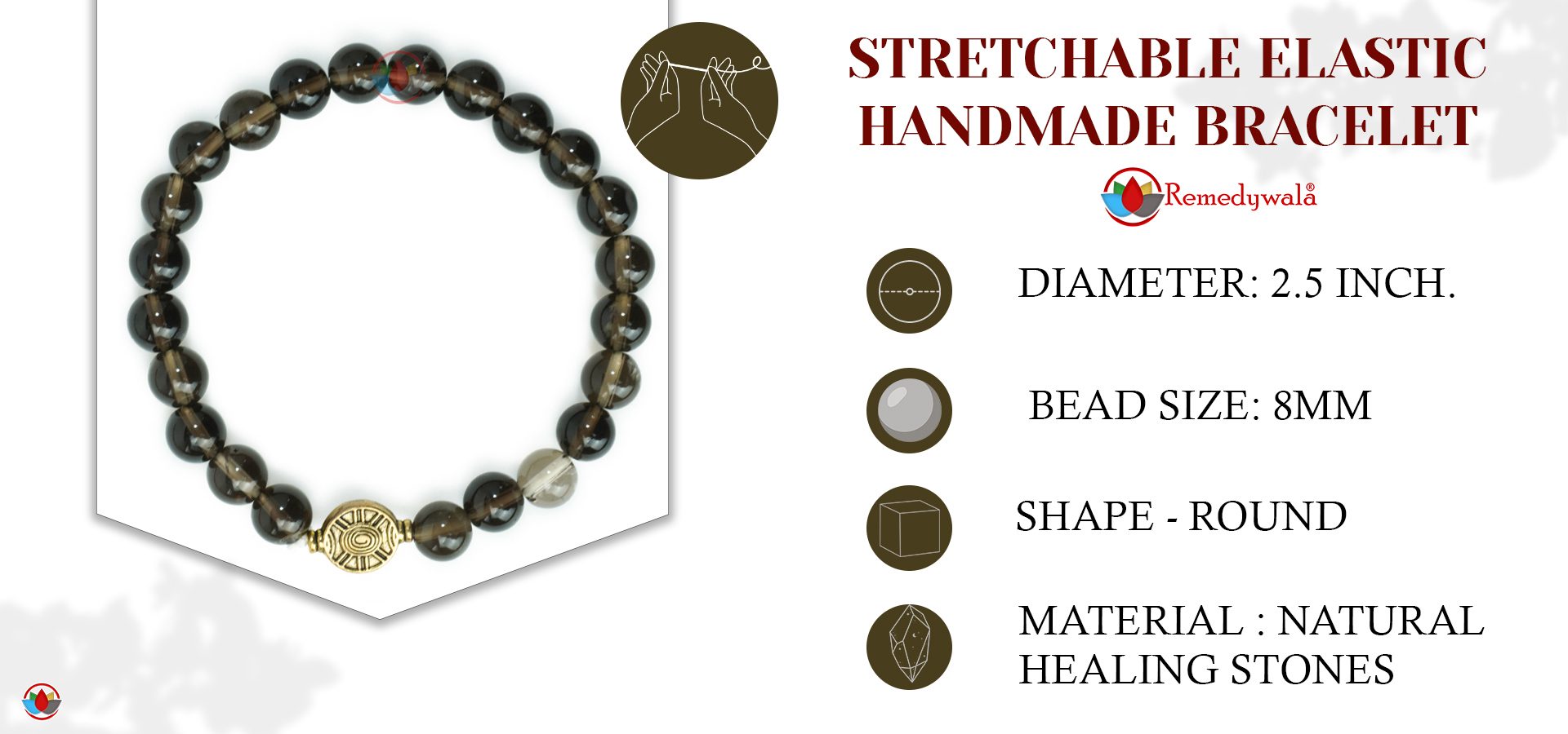 Smoky Quartz Bracelet 8mm