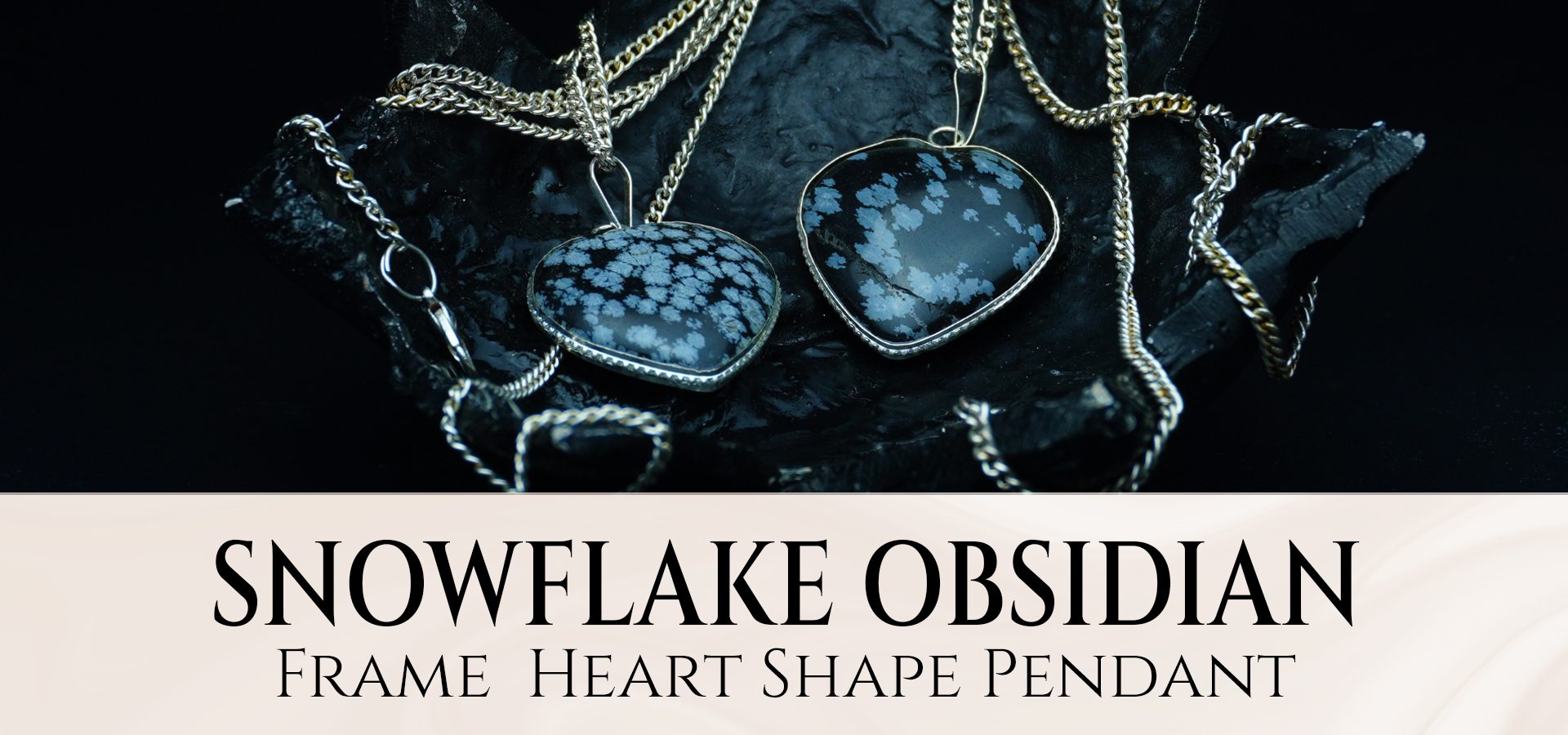 Snowflake Obsidian Frame Heart Shape Pendant