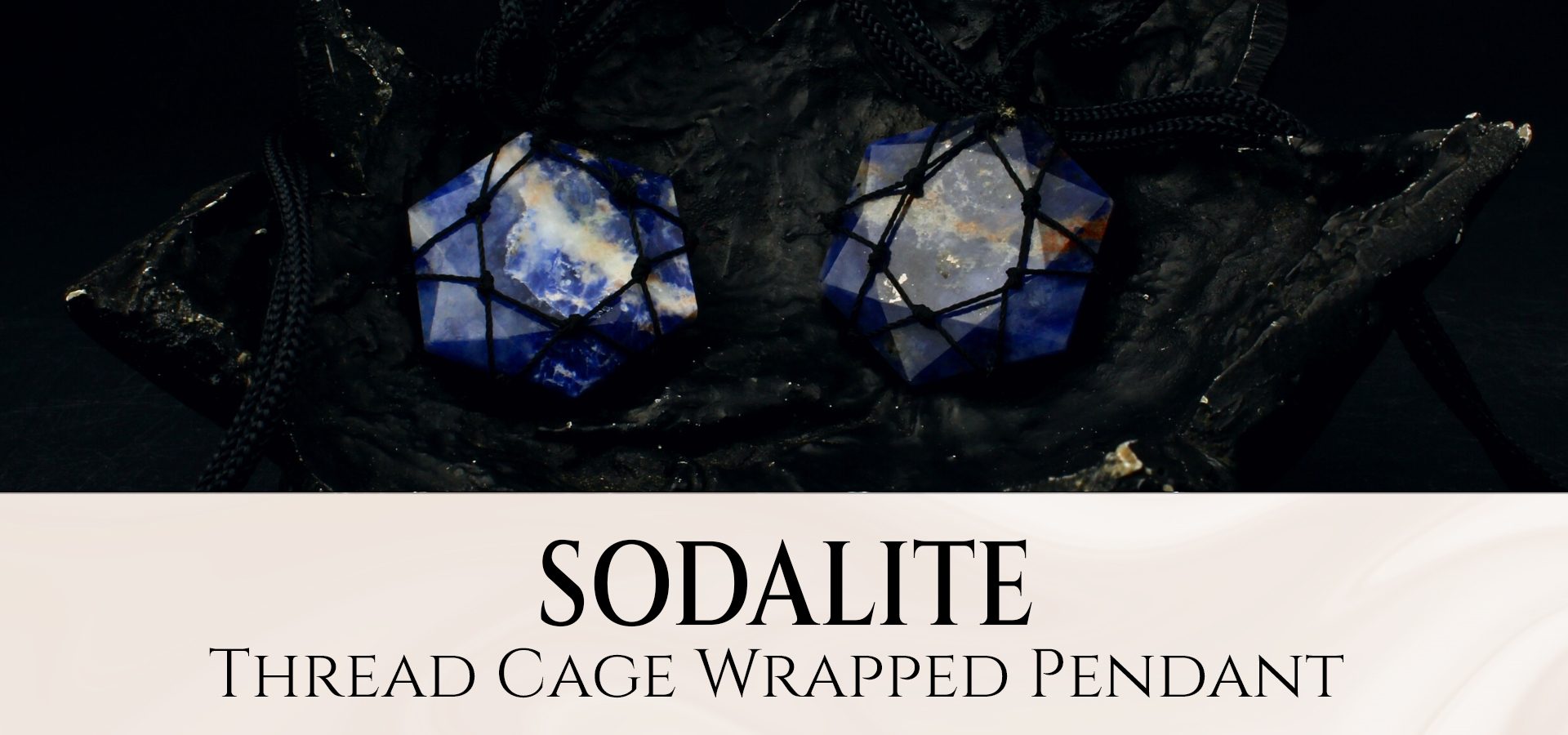 Sodalite Thread Cage Wrapped Pendant