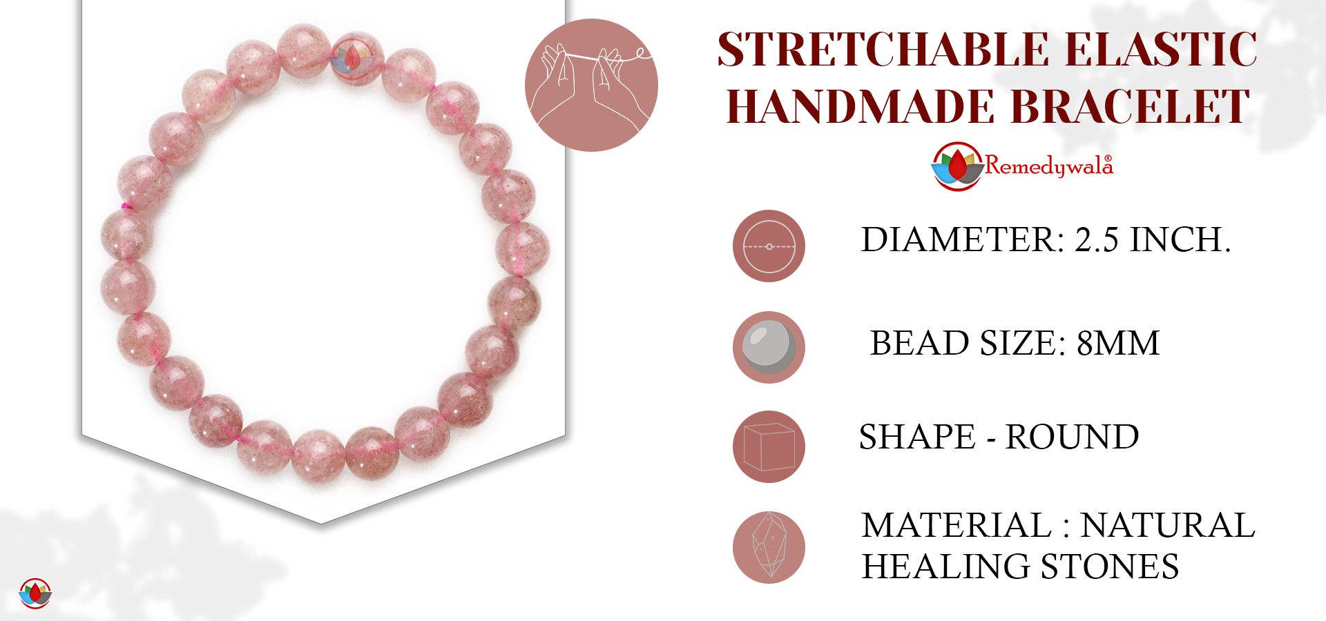 Strawberry Quartz Bracelet 8mm