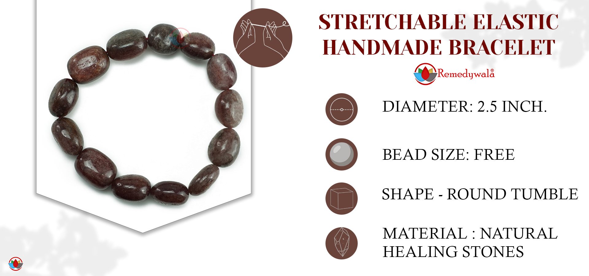 Strawberry Quartz Tumble Stone Bracelet