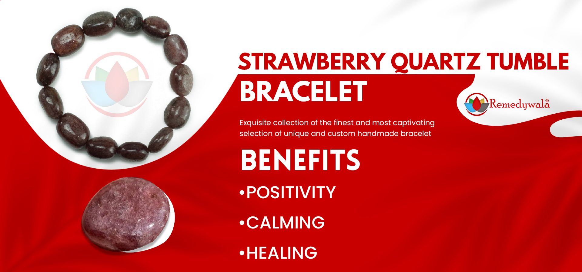 Strawberry Quartz Tumble Stone Bracelet