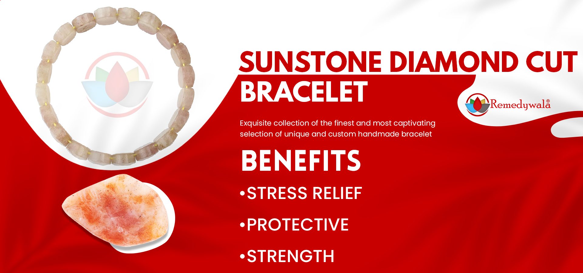 Sunstone Bracelet (Diamond Cut Tumble)