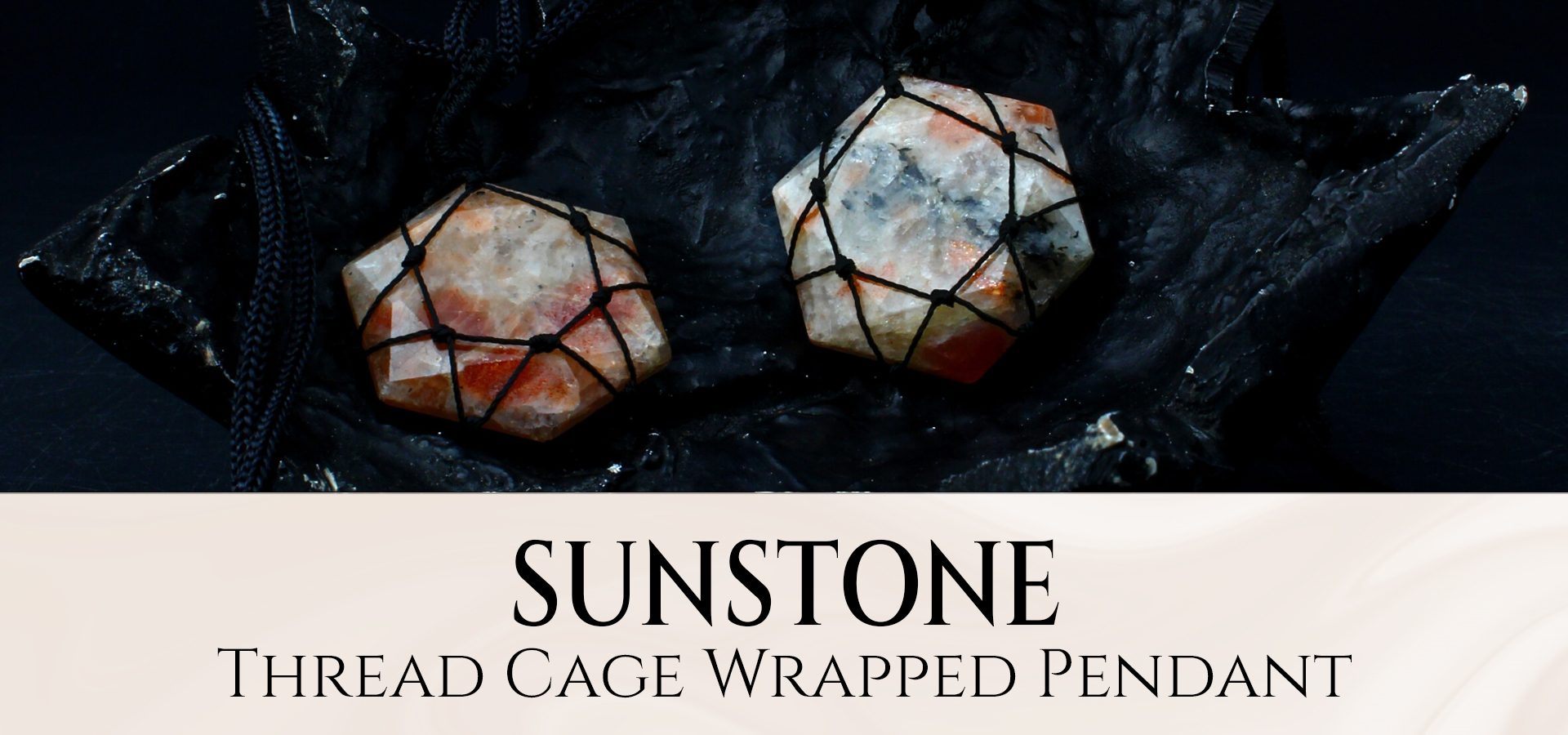 Sunstone Thread Cage Wrapped Pendant