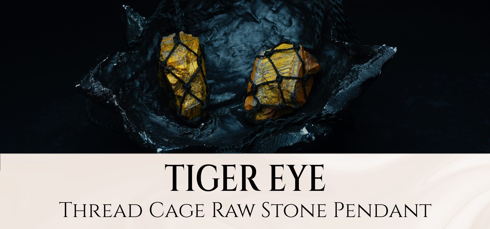 Tiger Eye Thread Cage Raw Stone Pendant