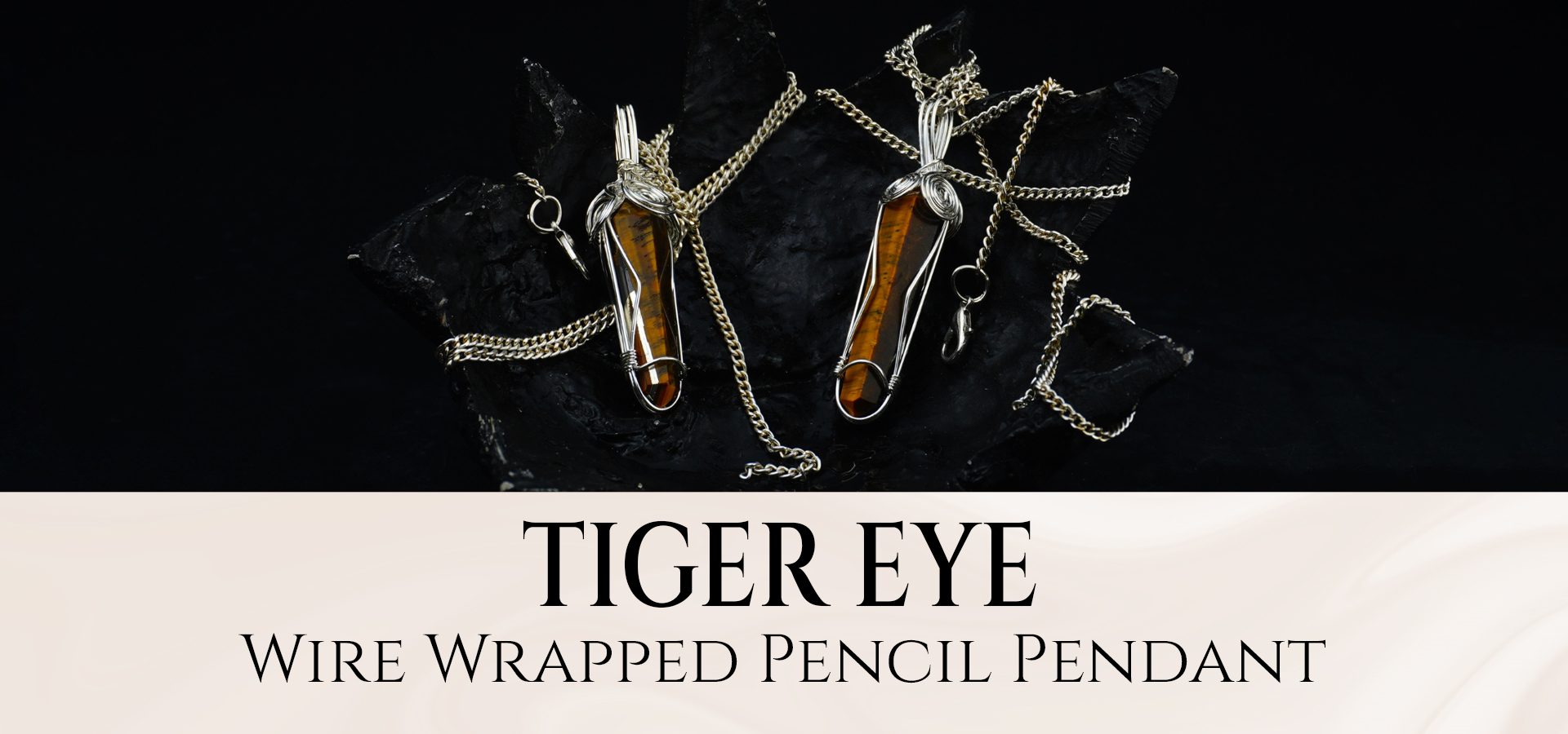 Tiger Eye Wire Wrapped Pencil Pendant