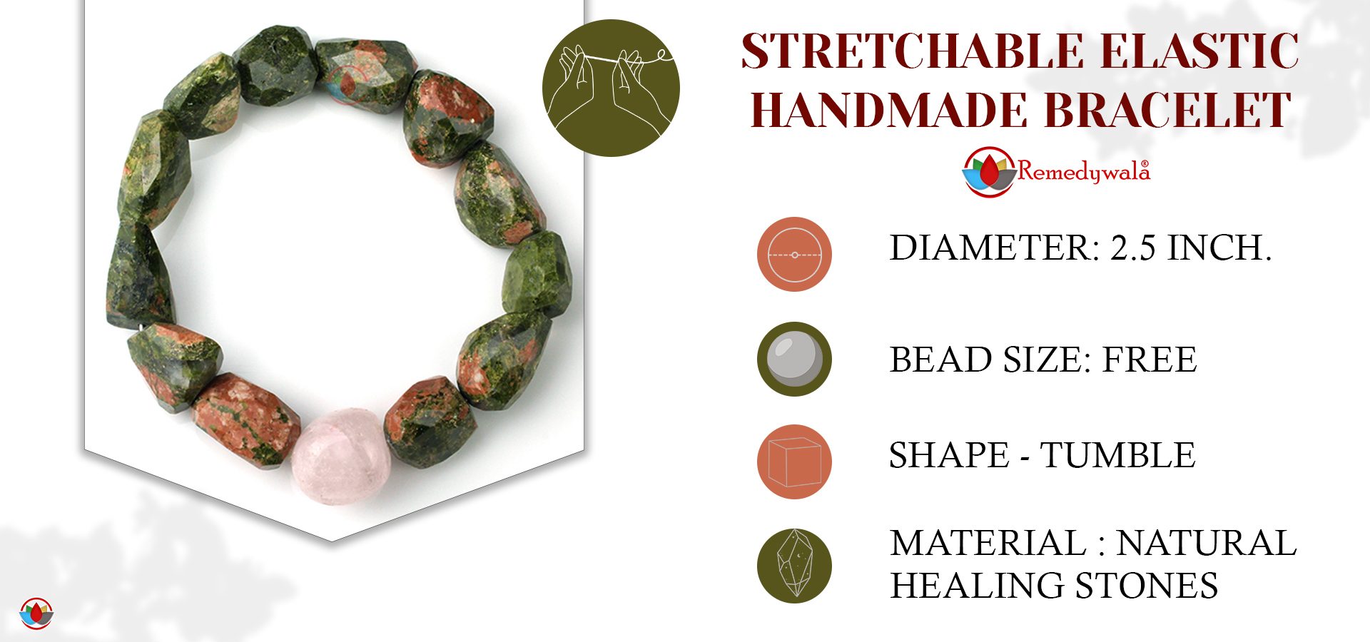 Unakite Rose Quartz Bracelet