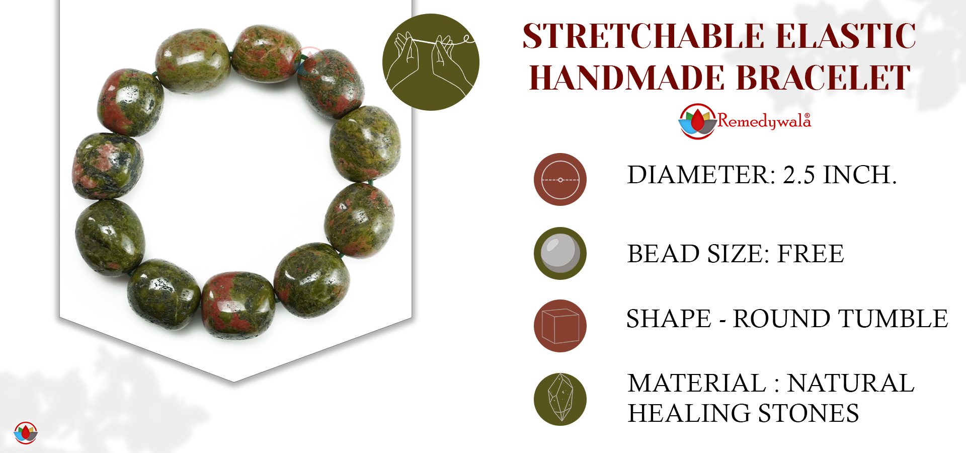 Unakite Tumble Stone Bracelet