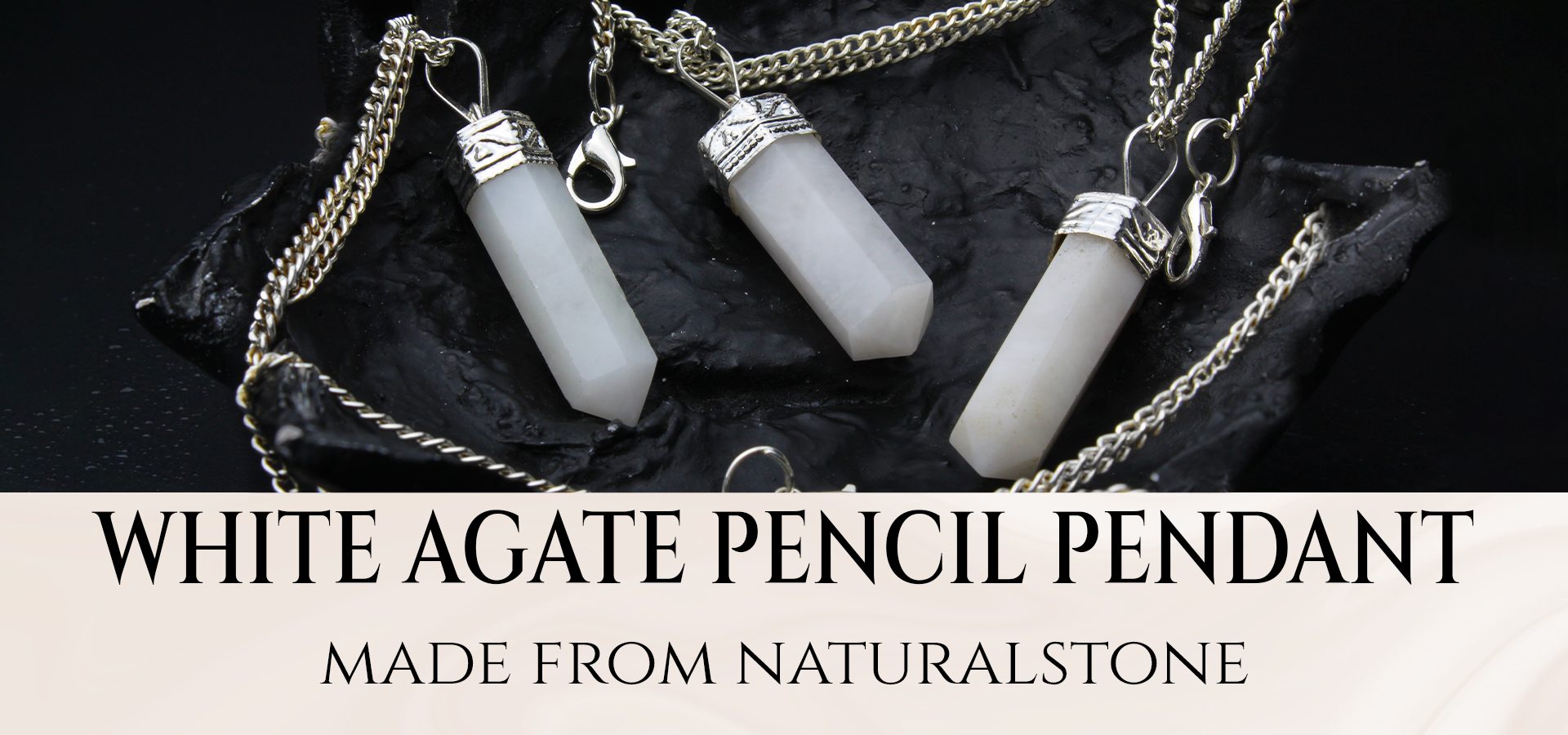 White Agate Pencil Pendant