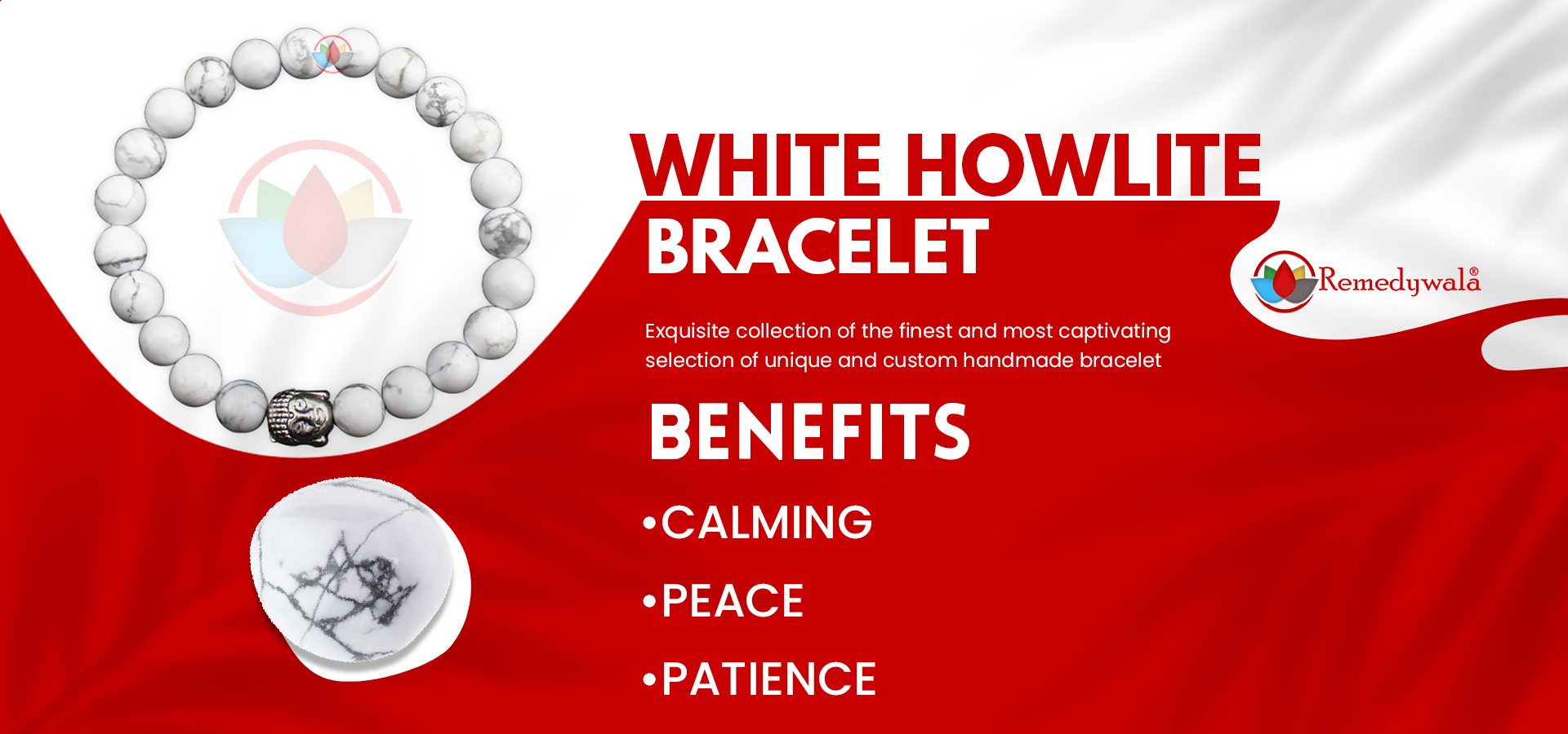 White Howlite Bracelet With Buddha Charm