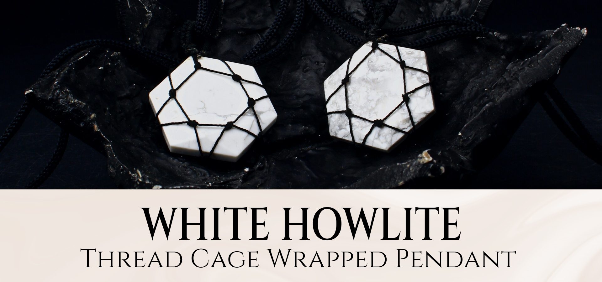 White Howlite Thread Cage Wrapped Pendant