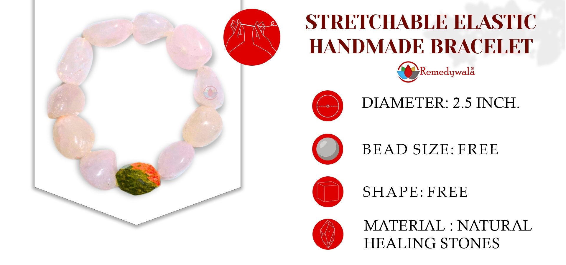 Rose Quartz Unakite Beads Bracelet