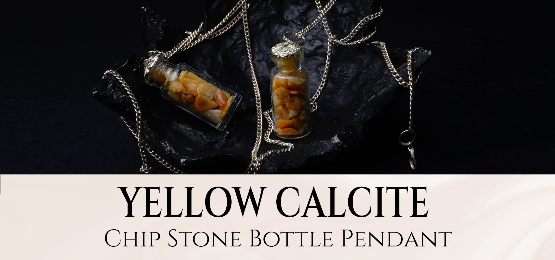 Yellow Calcite Chip Stone Bottle Pendant