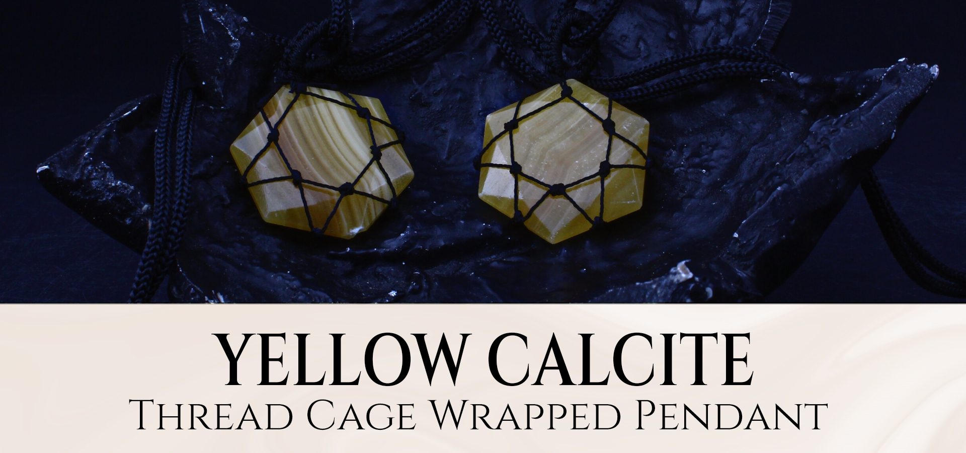 Yellow Calcite Thread Cage Wrapped Pendant